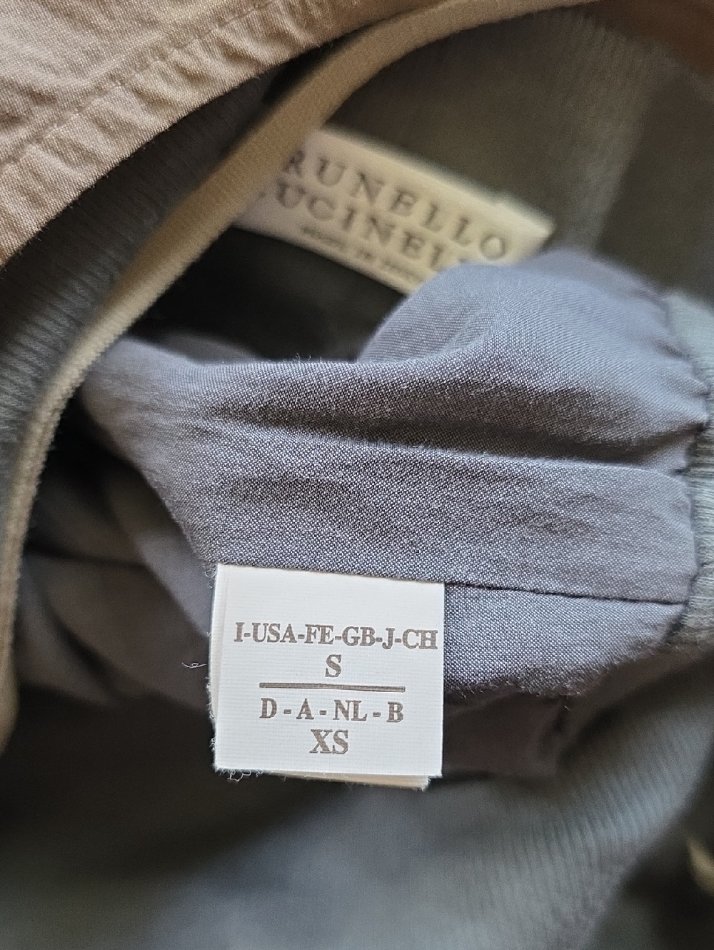 Brunello Cucinelli Sleeveless Two-Tone Shift Dress Beige Gray Cotton Silk Sz S - Picture 5 of 10